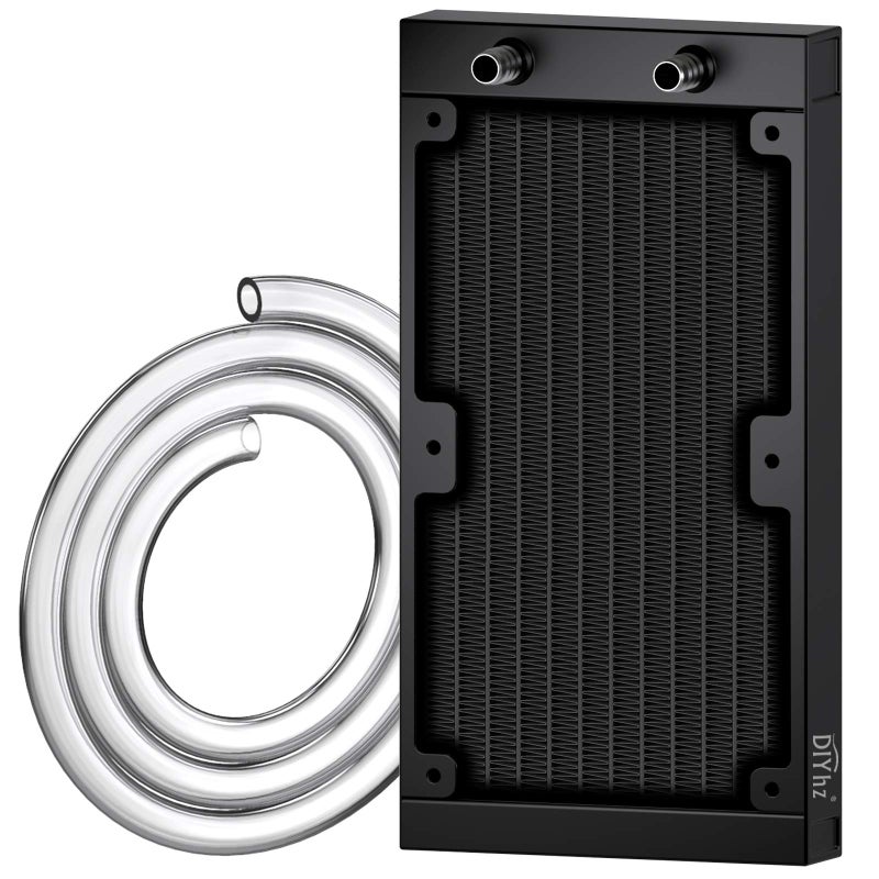 DIYhz 12 Pipe Aluminum 240mm CPU PC Water Cooling Radiator, 120mm Fanless, DC12V Black - Image 1